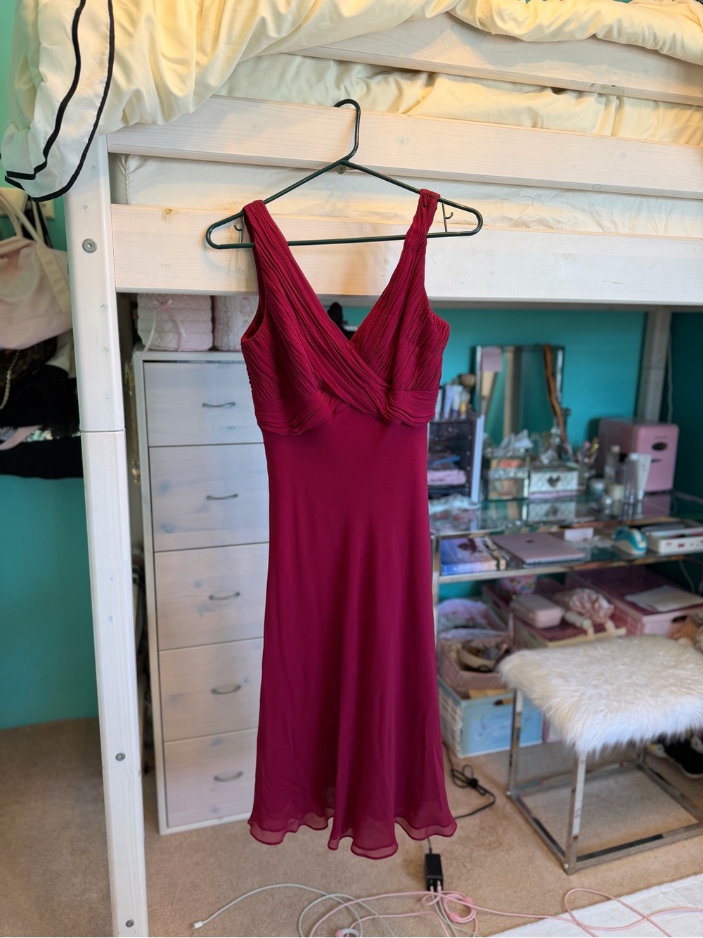 Anne Klein Sleeveless V-Neck Midi Dress in Wine